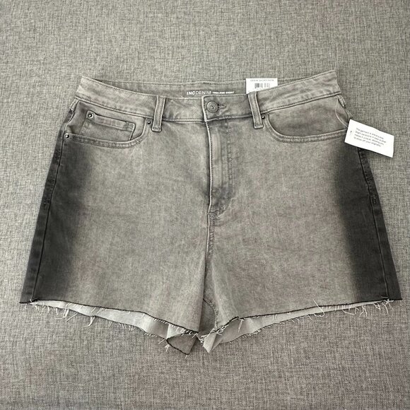 NEW! INC International Concepts Shorts High Rise Frayed Hem Denim Gray 12 Cotton - Picture 2 of 16